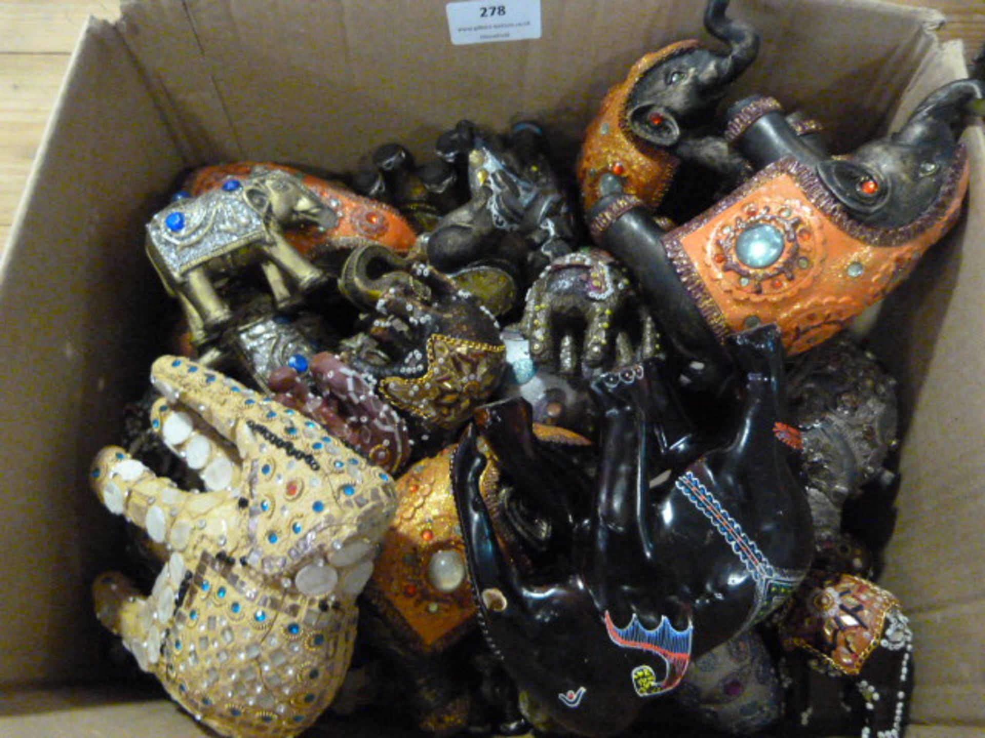 Box of Bejeweled Indian Elephants