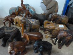Wooden Elephant Trinket Box and Twelve Assorted Wo