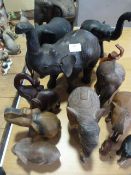 Collection of Thirteen Wooden Elephants