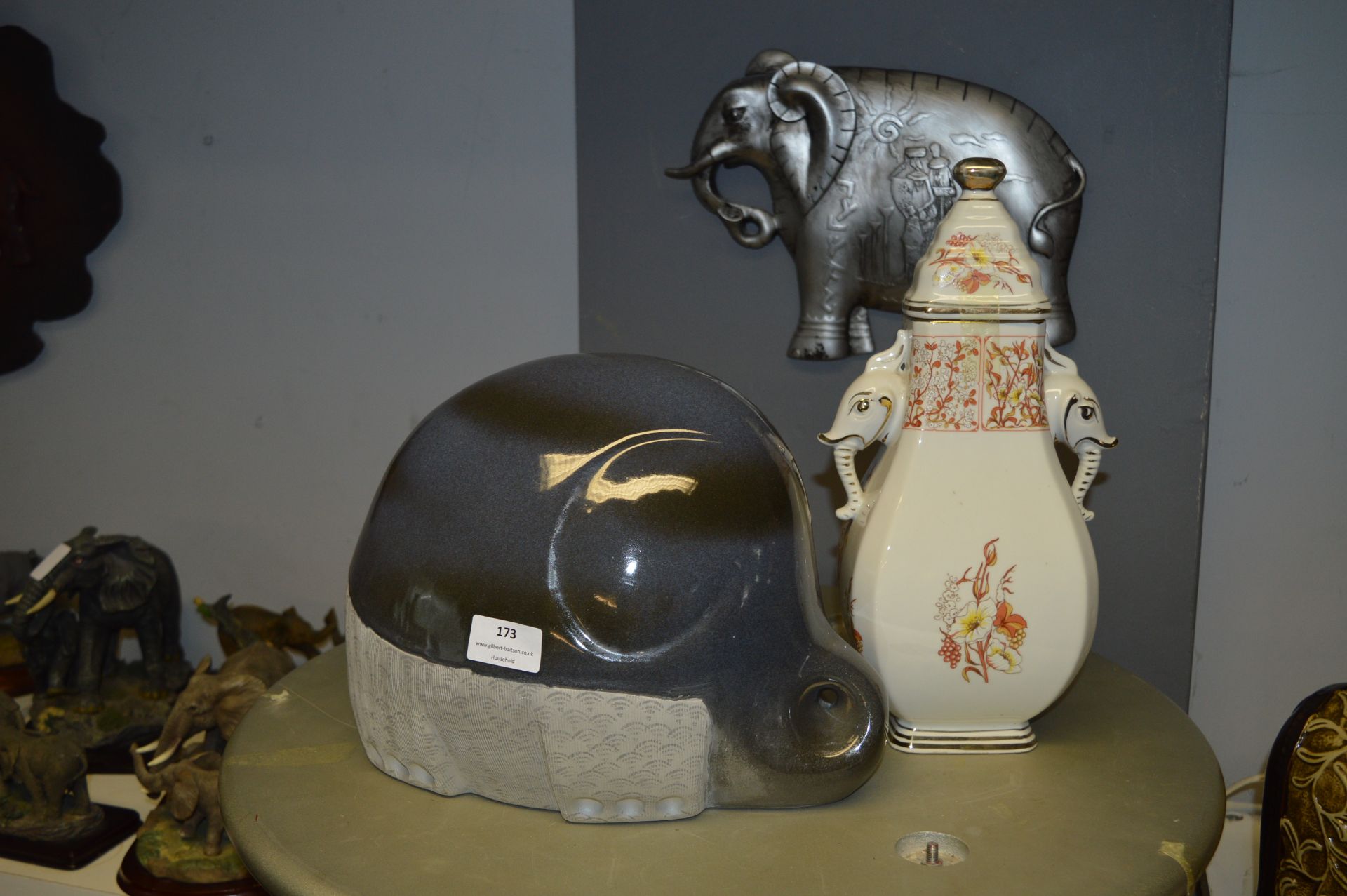 Two Pottery Elephants
