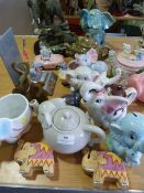 Collection of Novelty Elephants Including Teapots