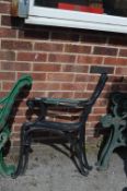 Pair of Black Painted Cast Iron Bench Ends