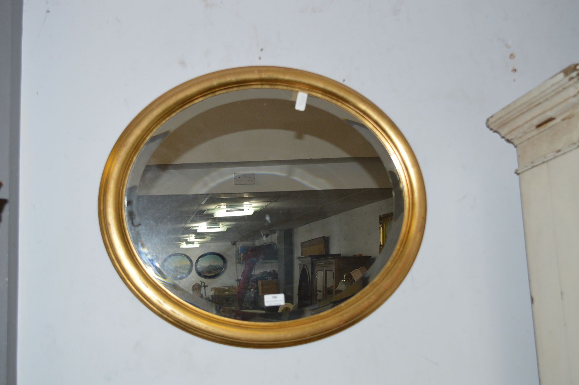 Oval Gilt Framed Beveled Edge Wall Mirror