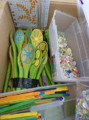 Box of Buttons, Painted Wooden Spoons and Lollipop