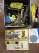 Hobby Kit Knife Set and a Small Tin of Assorted To