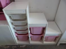 White Modern Drawer System with Pink Drawers