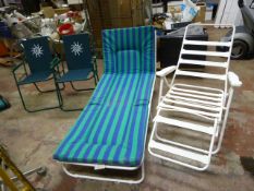 Two Deckchairs and Recliner and a Sunbed