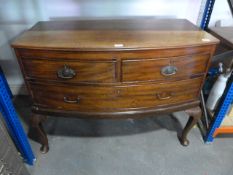 Victorian Bow Fronted Mahogany Three Drawer Chest