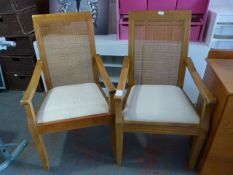 Pair of Easy Chairs with Rattan Backs