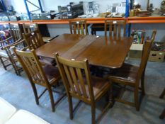Victorian Oak Gate Leg Dining Table and Six Matchi