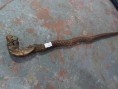 Ornately Carved Eastern Style Walking Stick with D