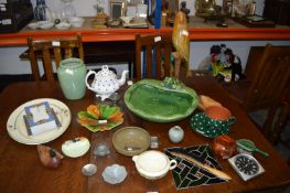 Assortment of Pottery Items Including Frog Fountain and Other Assorted Collectibles