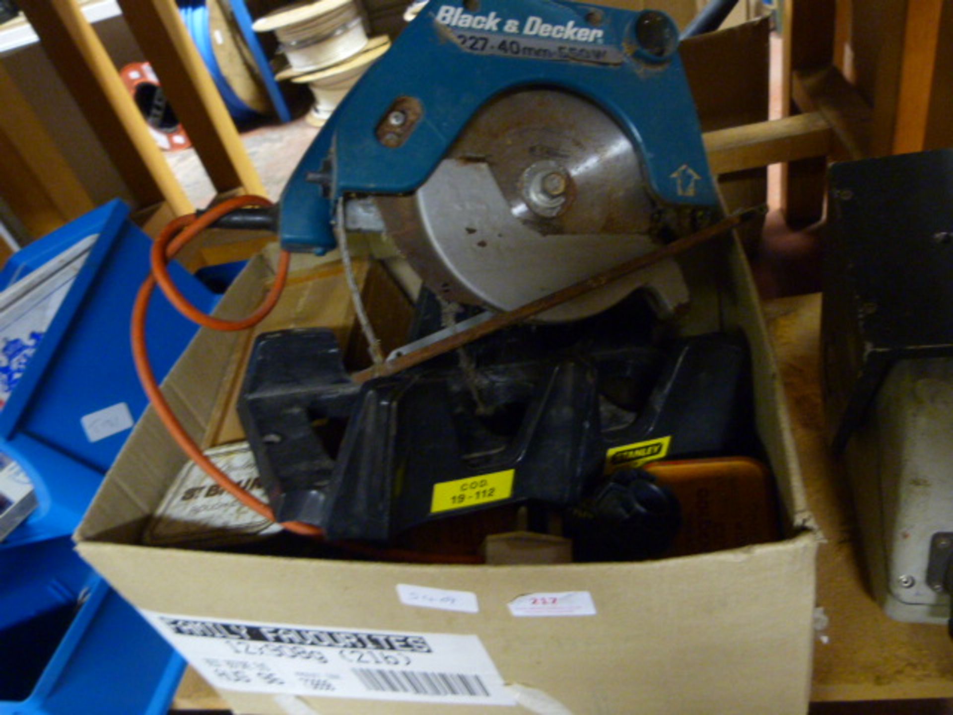 Black & Decker Circular Saw and a Quantity of Tins