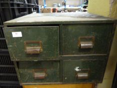 *Bank of Four Industrial Metal Drawers Containing