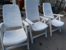 Three Folding Plastic Garden Chairs