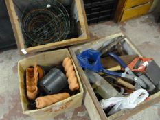 Three Boxes of Garden Tools, Flower Pot, Hanging B
