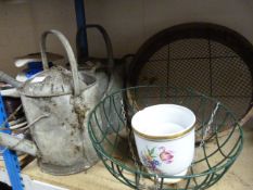 Two Galvanised Watering Cans, Riddle and a Hanging