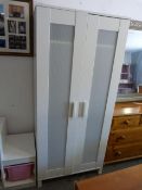 White Modern Double Wardrobe with Perspex Doors