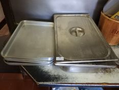 Two Stainless Steel Gastronorm Bain Marie Inserts
