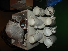 *Box Containing Assorted Crockery and White Cups &