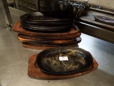 *Six Cast Iron Skillets and Bases