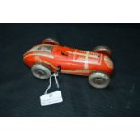 Vintage Tinplate Clockwork Racing Car