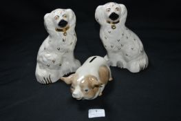 Two Beswick Staffordshire Dogs and a Piggy Bank
