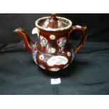 Barge Ware Teapot Inscribed: Mrs Church Leeds 1886