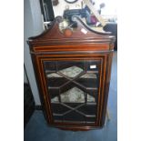 Mahogany Inlaid and Glazed Corner Cupboard