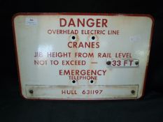 Enamel Railway Sign - Danger Overhead Electrics