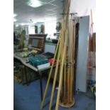 Turned Wood Snooker Cue Stand with Sixteen Cues In