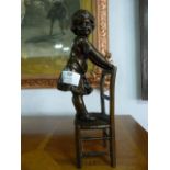 Bronze Study - Young Girl Standing on a Chair
