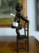 Bronze Study - Young Girl Standing on a Chair