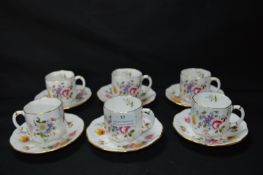 Six Crown Derby Cups & Saucers
