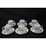 Six Crown Derby Cups & Saucers