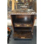 Vintage Carved Oak Smokers Cabinet