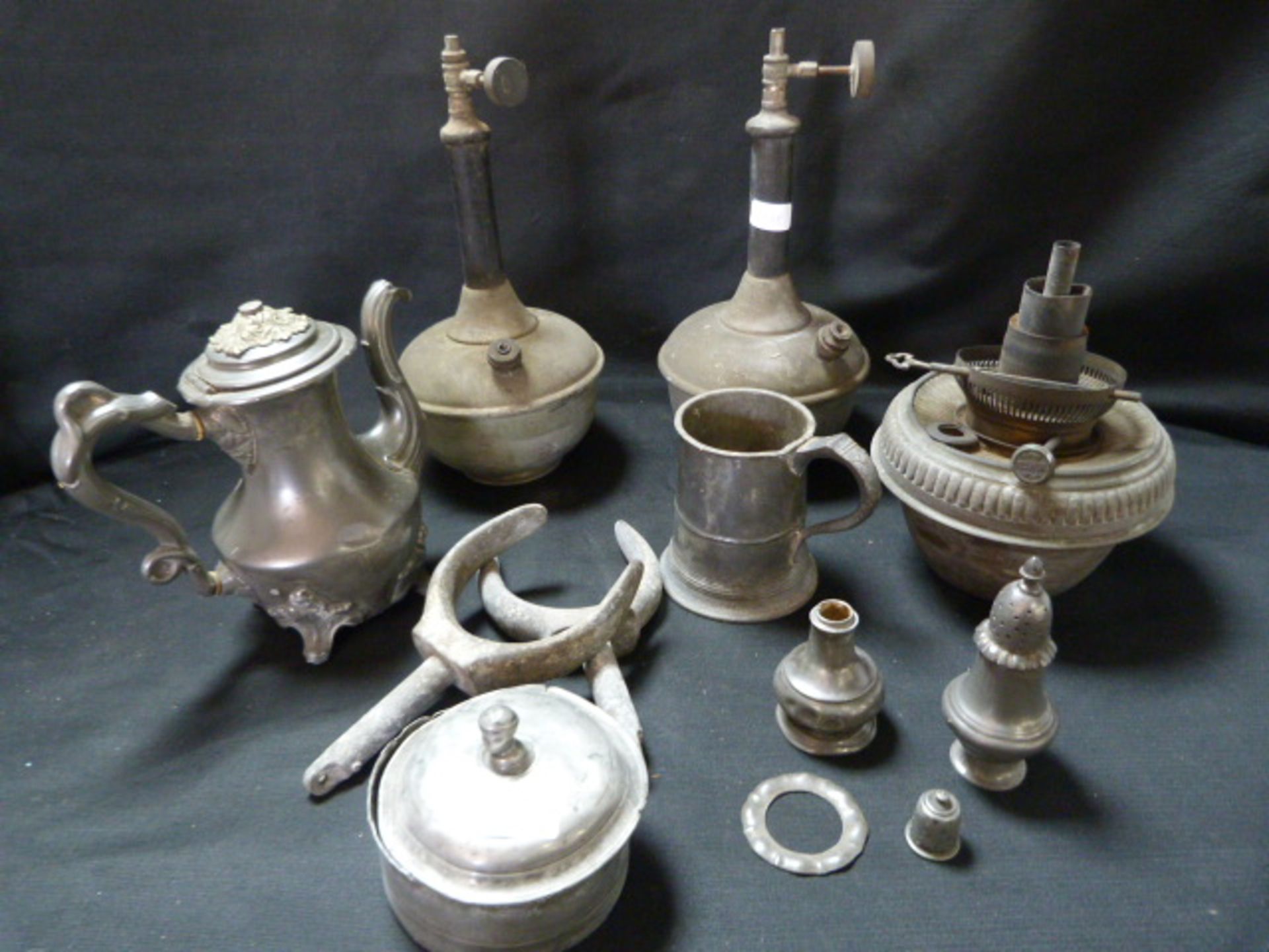 Collection of Pewter Ware Including Tobacco Jar, a