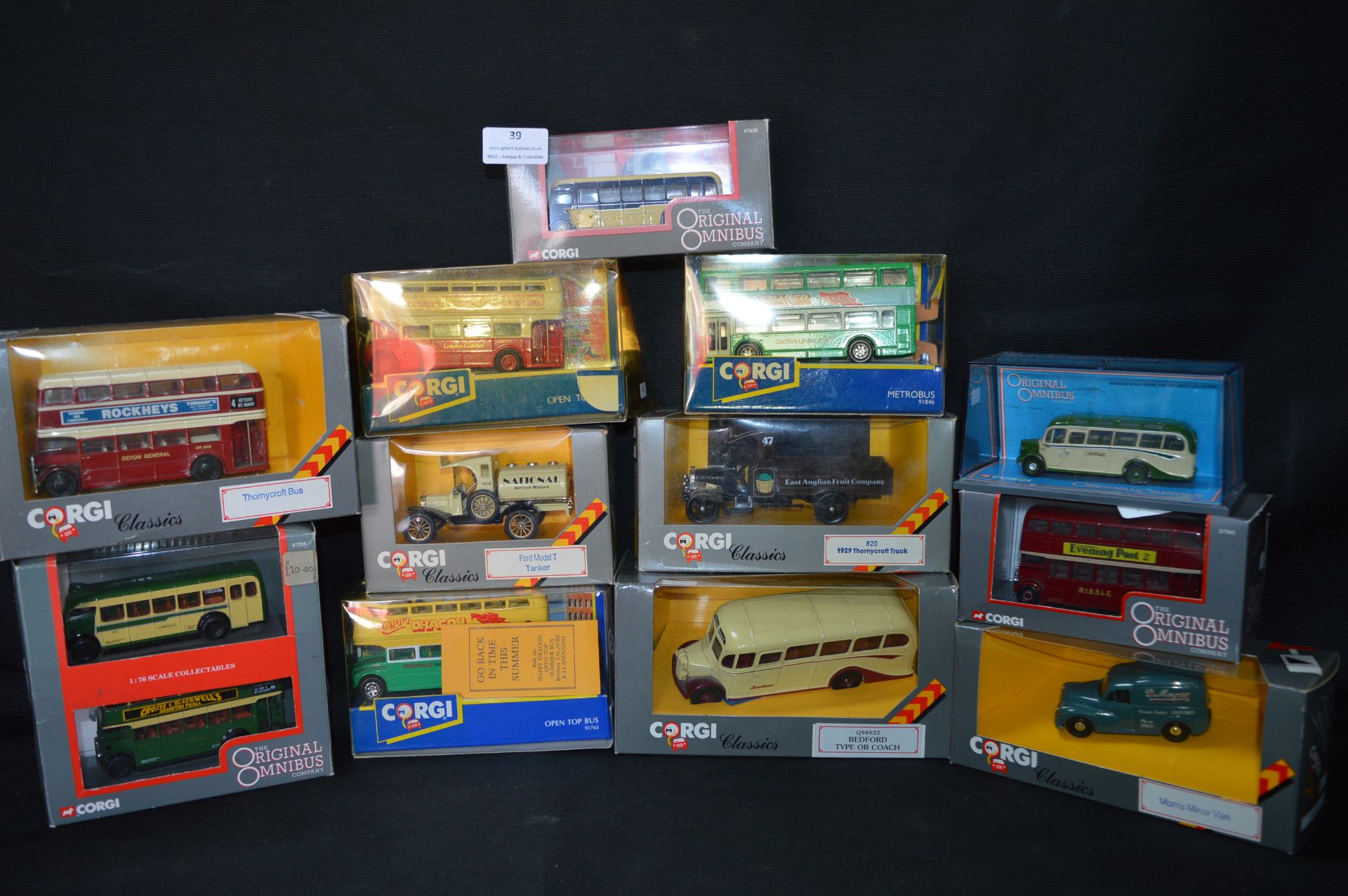 Thirteen Boxed Corgi Diecast Model Buses