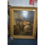 Large Framed Print of a Farrier & Horse