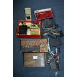 Box of Assorted Collectibles Including Pipes, Came
