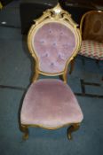 Gilt Lilac Upholstered Salon Chair