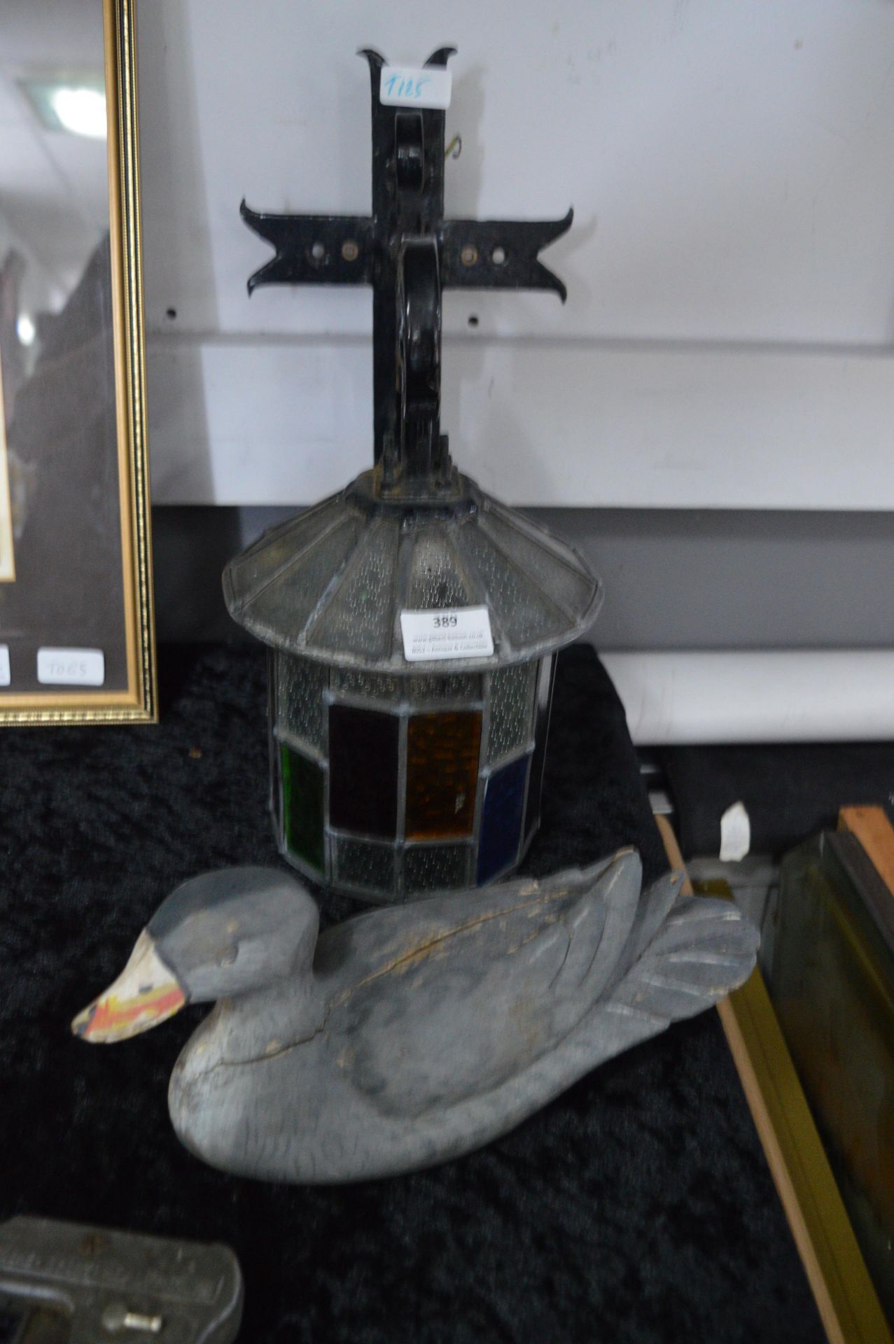 Leaded Glass Light Fitting and a Decoy Duck