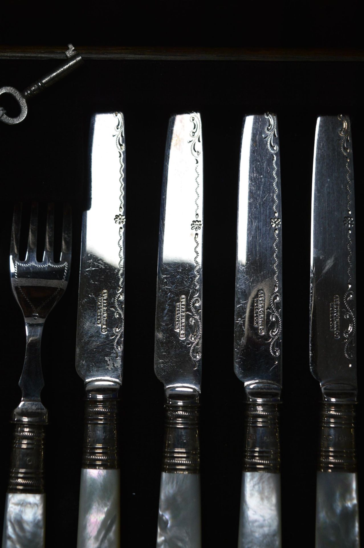 Twenty Four Piece Silver Cutlery Set in Wooden Case - Richard Morton 1927 - Image 2 of 2