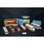 Nine Assorted Diecast Model Busses by Corgi and Others