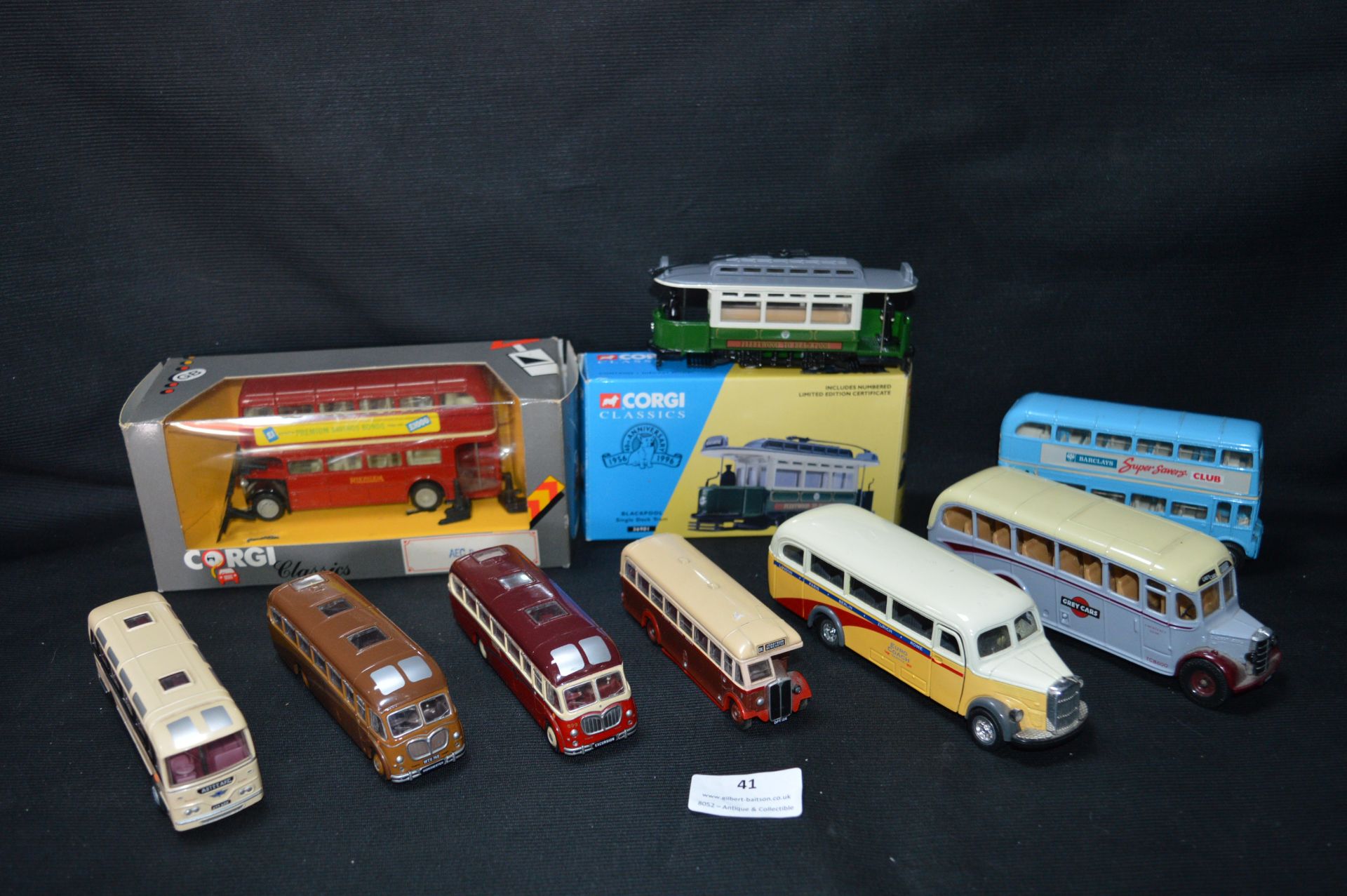 Nine Assorted Diecast Model Busses by Corgi and Others