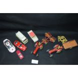 Nine Assorted Tinplate Dinky Toys Including Farm Vehicles and Sports Cars