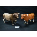 Two Beswick Bulls