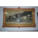Large Ornate Framed Print - Rounding Up Horses