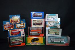 Thirteen Assorted Boxed Corgi, Matchbox and Other Vintage Diecast Model Busses, etc.