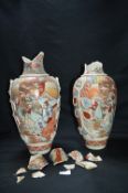 Pair of Ornate Japanese Vases (AF)